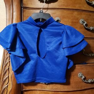 Electric blue ruffle crop top